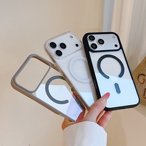 Coque de téléphone transparente magnétique en acrylique pour iPhone 17 Pro Max, compatible avec la charge sans fil, antichoc, protection intégrale à 360° - Product Image 2