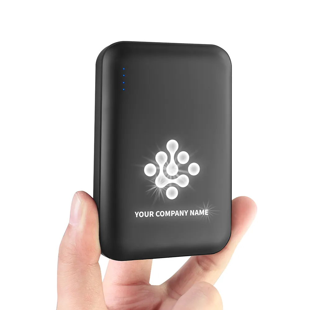 Kredi kartı boyutu güç bankası 5000Mah Ultra ince güç bankalar USB şarj aleti Mini taşınabilir şarj cihazı ledi Logo