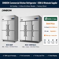 Réfrigérateur commercial à 4 portes en acier inoxydable 201/304, réfrigérateur vertical pour cuisine de restaurant, équipement de réfrigération profonde