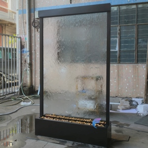 Cascada de agua personalizada para jardín, de acero inoxidable, con base de suelo y cascada de vidrio. - Product Image 1