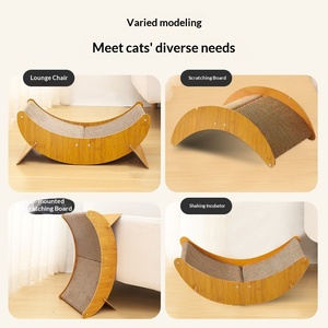 Wholesale Wear-Resistant Non-Shedding Customizable Minimalist Wooden Crescent Shape Cat Scratching Board Cat <b>Bed</b> Cat Sofa Made - Product Image 5