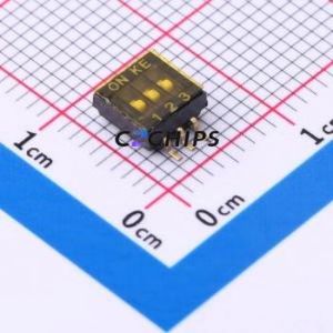 DSHP03TSGER DIP Switch SMD-6P,5.4x5.4mm Switch Flat Toggle, Groove Type Single Pole Single Throw 3 Gull Wing Type - Product Image 1