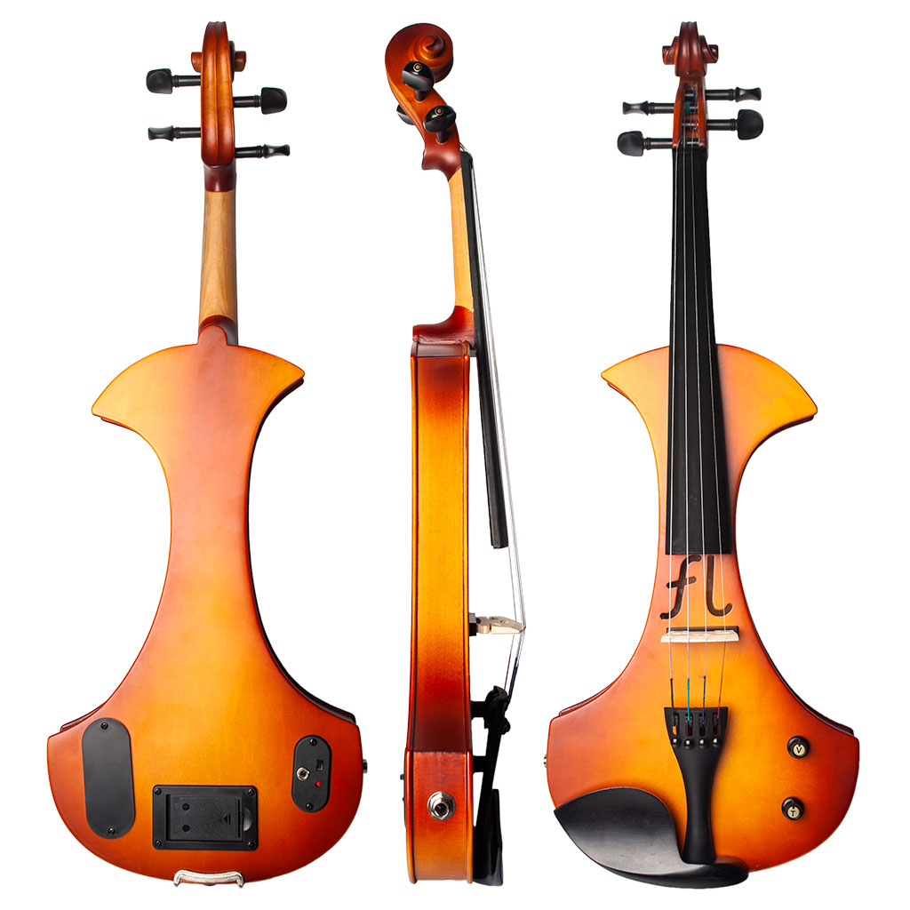 Instrumentos de cuerda Violín eléctrico silencioso Tamaño 4/4 Grado superior Llama agradable Violines eléctricos de madera maciza sin barnizar