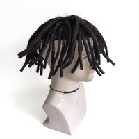 Perruque en cheveux humains afro en PU noir transparent, faite à la main, remplacement