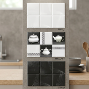 Carreaux muraux en céramique numérique d'art moderne imprimés en 3D 300x450mm, design brillant et émaillé pour les intérieurs de cuisine - Product Image 2