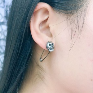 yunnique Skeleton Skull <b>Stud</b> Earrings Tibetan <b>Silver</b> Titanium Steel Party Fashion Jewelry - Product Image 1