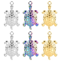 Pendentif tortue hydraulique en acier inoxydable Senmei plaqué or véritable 18 carats pour la fabrication de bijoux DIY