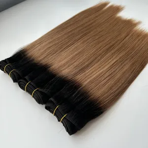 100% vierge Remy humain Ombre cheveux trames toutes les couleurs Double dessiné Machine trame naturel brut vierge cheveux clip ins extensions