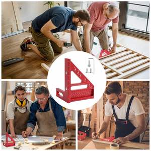 Règle <span class=keywords><strong>de</strong></span> mesure multi-angles Disposition des trous pour le travail du bois Petit outil carré avec goupille <span class=keywords><strong>de</strong></span> position d'angle pour la menuiserie - Product Image 4