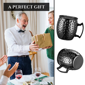 Tazza Moscow Mule 2025 Premium in Acciaio Inox 304 Nero Martellato per Cocktail, Cucina, <span class=keywords><strong>Bar</strong></span>, Vino, Birra, Bevande, Caffè - Product Image 4