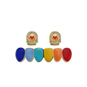 Blues Fashion latón completo cristal rhinestone helado diamante libre dientes grillz con diamantes de imitación para joyería de rapero de hip hop - Product Image 4