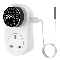 Prise connectée thermostat intelligente Tuya WiFi avec bouton rotatif, tension large AC95-240V, prise standard UK, contrôle à distance via application