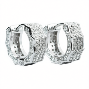 Orecchini in Oro Bianco con Diamanti Taglio Brillante Rotondo Colore G Naturali di Lusso per Uso Quotidiano da Donna 14K - Product Image 1