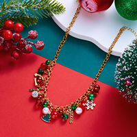 Collier pendentif CUMAI de Noël avec perles, Père Noël, renne, bonhomme de neige, flocon de neige et clochette pour femme, cadeau de fête, bijoux