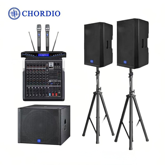 CHORDIO HK-15P Professional PA Sound System 15" Full-Range + 18" Active Subwoofer | 2000W/3000W Peak Power Professional Speakers