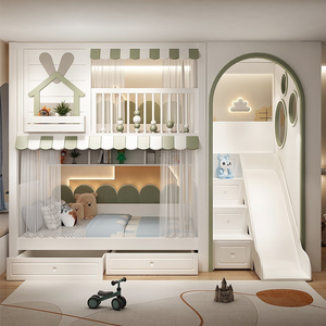 Solid Wood Twin Bunk <strong>Bed</strong> <strong>Frame</strong> with Storage and Headboard Comfortable Modern Design for School and Master Bedroom - Product Image 1