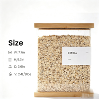Boîte de rangement rectangulaire transparente en bambou écologique, préservation de la fraîcheur, capacité de 1 à 3 L, design polyvalent pour usage alimentaire