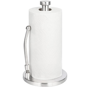Porte-rouleau de papier essuie-tout carré moderne pour comptoir, support antidérapant pour rouleau de papier toilette sur pied avec bras à ressort - Product Image 1