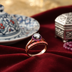 Unique Design <b>CZ</b> and Ruby Stone <b>Ring</b> Enamel Handcrafted Turkish 925 Sterling Silver Jewelry Wholesale Fine Jewellery - Product Image 3