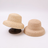 Chapeau de paille uni à large bord pour enfants, en herbe naturelle, forme dôme robuste, pour l'été, la plage, les activités de plein air, la protection solaire, vente en gros