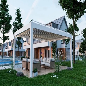 Pérgola Bioclimática de Aluminio Impermeable <span class=keywords><strong>para</strong></span> Exteriores OEM <span class=keywords><strong>3X3</strong></span> 3X4 4X4 6X4m, Pérgola con Techo de Láminas de Aluminio - Product Image 5