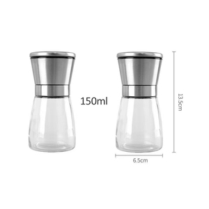 Moulin à sel et poivre multifonction en acier inoxydable de qualité supérieure, noir et argenté, pour épices et piments, rechargeable, pour sel de l'Himalaya - Product Image 1