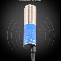 Capteur de proximité inductif à boîtier métallique M12 HG-J18-D50N1, sortie de tension analogique, distance de détection 20 cm, 30 VDC, 3 fils, diffuse
