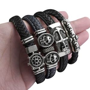 Bracelet tressé en cuir vintage fait main pour homme, bijoux fantaisie en acier inoxydable, cadeau idéal - Product Image 3