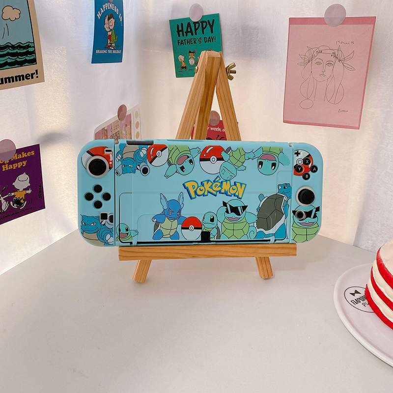 Чехол для игрового контроллера Switch с милым мультяшным покемоном сквиртле, противоскользящий чехол для Nintendo Switch Oled, индивидуальный Съемный корпус