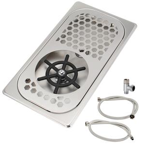 Rinse-gobelets encastré en acier inoxydable avec égouttoir hexagonal, lave-tasses commercial pour bar avec tuyaux et raccords d'eau - Product Image 1