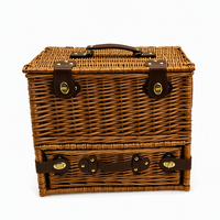Panier de pique-nique en saule tressé à la main, écologique, style rustique campagnard, boîte de rangement, pour cuisine et salle de bain, cadeau créatif de remerciement