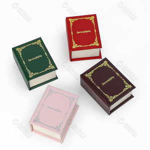 Retro <b>Book</b> Shaped Jewelry <b>Box</b> Magnetic Closure Velvet Lining Leatherette Paper Packaging for Rings Earrings Necklaces - Product Image 1