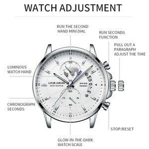 Montre pour homme avec cadran carte du monde personnalisé, fabriquée en Chine, avec boîtier en métal et bracelet en cuir, mouvement à quartz, luminescent, étanche 30M - Product Image 6