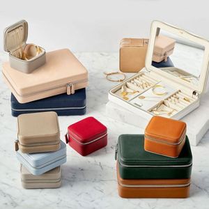 Petites boîtes de voyage avec logo en cuir véritable pour boîte de rangement de bijoux à fermeture éclair - Product Image 2