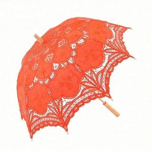 Parasol de mariage victorien en dentelle de coton imprimé sérigraphié, fait main, couleur bambou naturel, 48 cm - Product Image 4