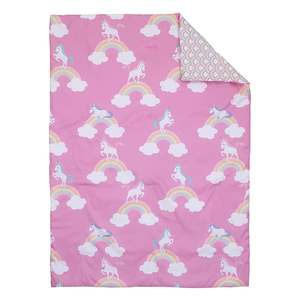 Double Sided Pillowcase Duvet Cover Powder White Cartoon Printing 4 Piece <strong>Toddler</strong> <strong>Bedding</strong> <strong>Set</strong> for <strong>Girls</strong> - Product Image 3