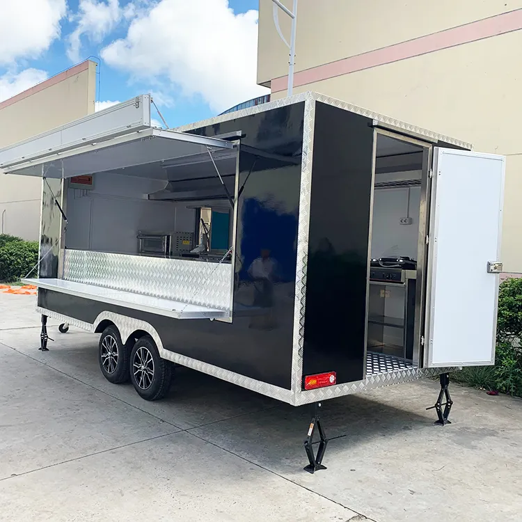 Unico Retro Food Truck Pizza Kitchen Equipment personalizzato 16 18 piedi Hot Dog Bbq Coffee Cart