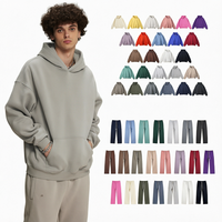 Sweat à capuche pour homme en coton et polyester, coupe ample, doublé polaire, uni, à épaules tombantes, doux, plusieurs couleurs