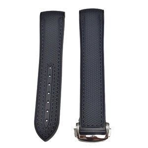 Correa para <span class=keywords><strong>Reloj</strong></span> <span class=keywords><strong>Omega</strong></span> <span class=keywords><strong>Seamaster</strong></span> Sport de 20mm 22mm con Extremos Curvos, Lona Negra y Goma, con Cierre Plateado Pulido y Característica Transpirable - Product Image 1