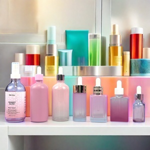 Custom Color Cosmetic Beauty Product Containers Skin Care Packaging Set Round square Glass Dropper Bottle - Product Image 1
