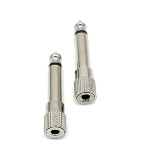Venta caliente Mic micrófono 6,35mm Mono macho a 3,5mm Mono Jack Splitter música Metal Adaptador de Audio - Product Image 1