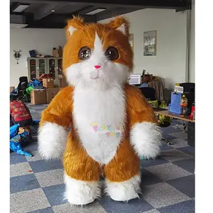 Sıcak!!! Cadılar bayramı şişme büyük kedi maskot kostüm noel olay gerçekçi yetişkin hayvan kedi parti kostüm