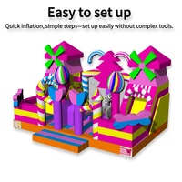 Vente en gros de videur gonflable rose pour fête d'anniversaire en plein air pour enfants Château sautant commercial Château sautant gonflable avec toboggans