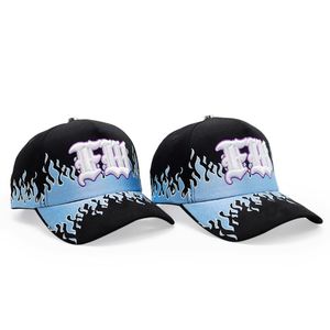 High Quality 5 Panel 3D Embroidered Custom Cotton Rhinestone Satin Lined Flame Baseball Cap Hats - Product Image 5