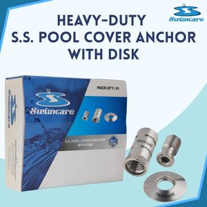 สมอบกยึดผ้าคลุมสระว่ายน้ำสแตนเลส Swimcare ขนาด 9/16 x 12 นิ้ว พร้อมจานยึดสำหรับสระว่ายน้ำ - Product Image 5