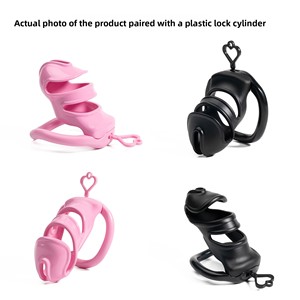 อุปกรณ์ล็อคองคชาตชายแบบเรซิ่น S/L สำหรับผู้ชายที่ชอบสวมบทบาทหญิงสาว พร้อมห่วงรัดองคชาต 4 วง สำหรับผู้ชายที่ชอบเป็น "คุกคอลด์" - Product Image 5