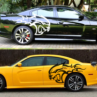 2 autocollants universels pour voiture, style course, flamme Hellcat, imperméables, anti-rayures, pour carrosserie de véhicules, pour voitures tout-terrain