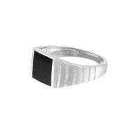 Bague signet vintage pour homme en argent 925 plaqué or, émail noir, grande taille, vente en gros Gemnel