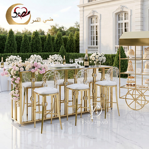 Stainless Steel Luxury Modern Commercial Bar Height Counter <b>Table</b> Home Bar Hotel Wedding Use Gold Finish <b>Mirror</b> Glass - Product Image 3