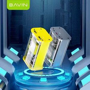 BAVIN PC1011S digital display transparent portable fast charger mobile 10000mah mini power bank with led